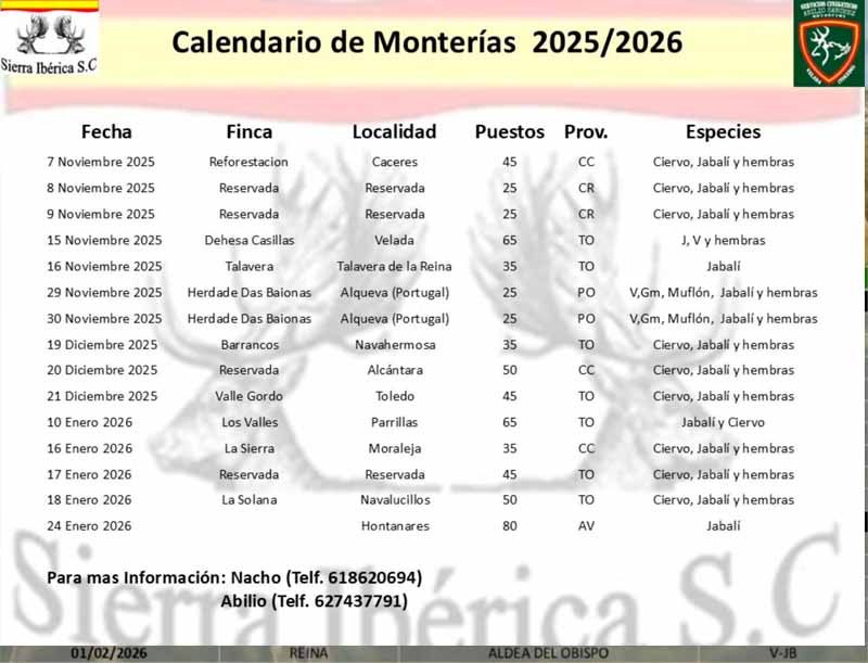 Programa Monterias Sierra Iberica 2025