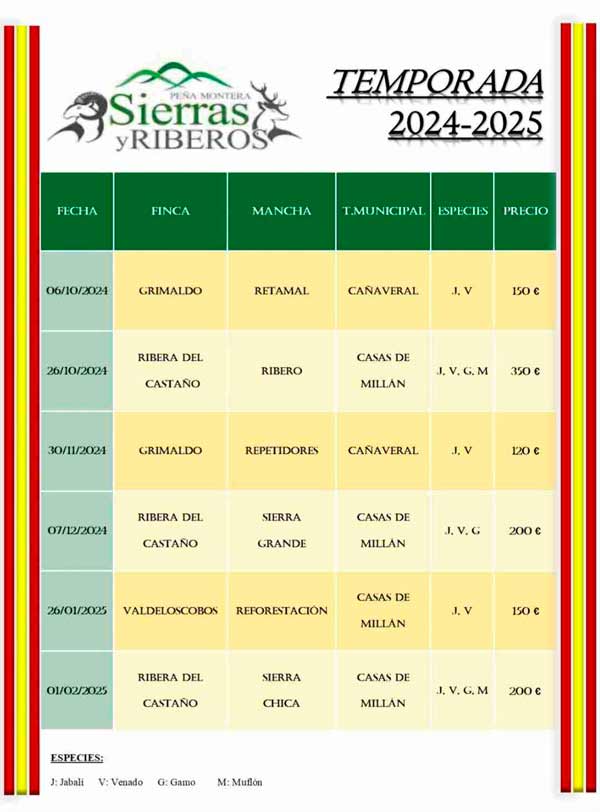 Programa Monterías Guadalcazal