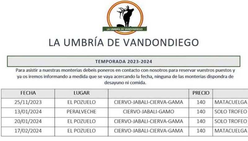 Programa de Monterias Monterias Riquelme 2022 2023