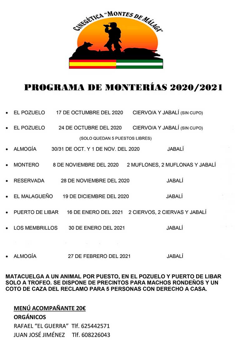 Programa Monterías Cinegética Montes de Málaga
