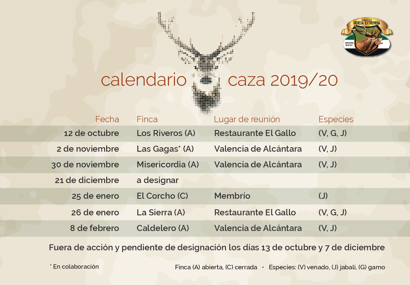 Programa Monterias Cinegetica Dehesa Extremeña