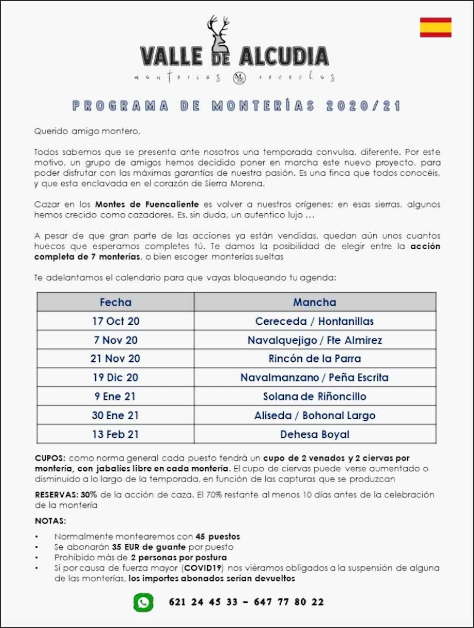 Programa Monterías Valle de Alcudia