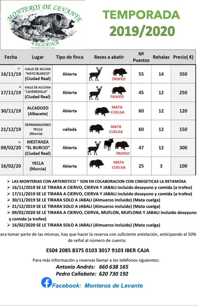 Programa Monterías Monteros de Levante