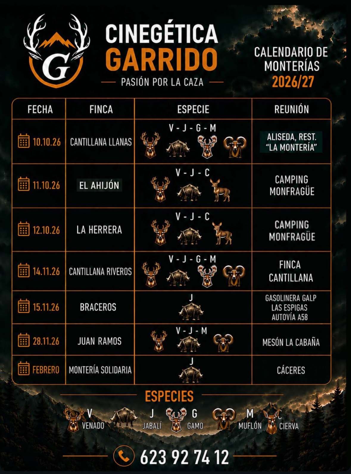 Programa Monterias Cinegetica Garrido