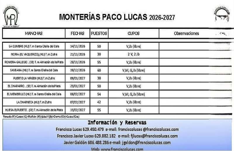 Programa de Monterias Paco Lucas