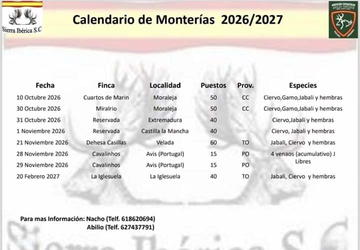 Programa Monterias Sierra Iberica 2025